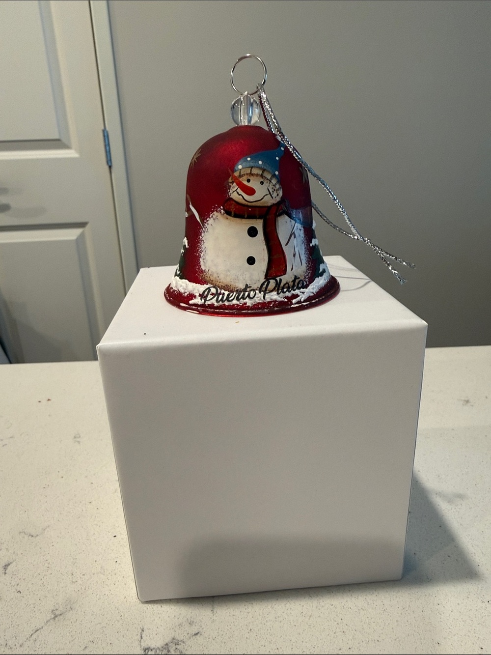 Red Snowman Bell Holiday Ornament